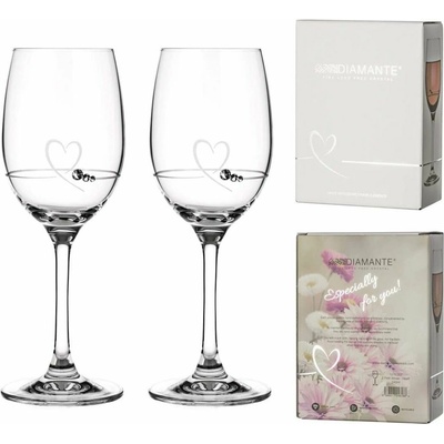 Diamante poháre na biele víno so Swarovski kryštálmi Petit Heart 2 x 240 ml