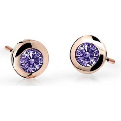 Danfil dětské náušnice C1537 z růžového zlata s kamínky Amethyst zapínání puzeta