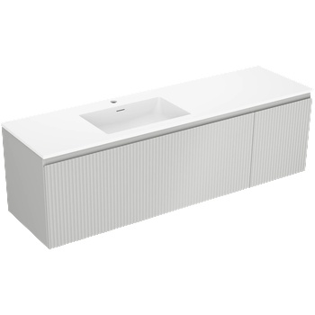 Mexen Rivel шкаф за баня 160 см с мивка Otis лява, 1S, 1D, набраздена, сив мат/бял мат - 91A23-16047-3-BBFF62-W18L01 (91A23-16047-3-BBFF62-W18L01)