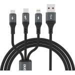 Dudao L3E 3 в 1 60W MicroUSB USB-C Lightning кабел 1, 2 м - черен (6976625333486)