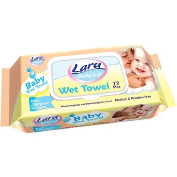 Lara Мокри кърпи с капак Lara Baby Soft - 72 броя, асортимент (54027)
