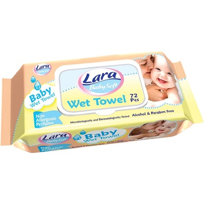Lara Мокри кърпи с капак Lara Baby Soft - 72 броя, асортимент (54027)