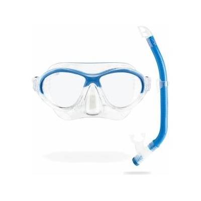 CRESSI Cressi Moon Swimming Goggles Children 7 to 15 Years - Diving Goggles - Shatterproof Lenses, Secure Fit & Adjustable Buckles - Diving Goggles Children - Diving Masks - Transparent/Blue - Combo Set - DM200620