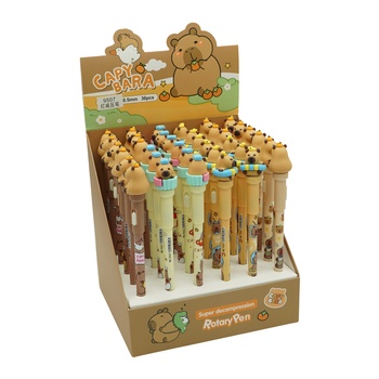 Детска химикалка Капибара с фенерче и въртяща се играчка 9507