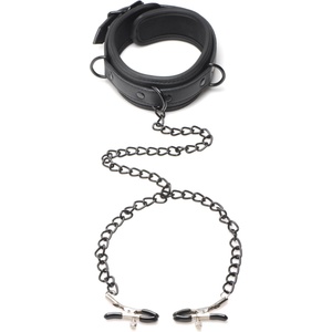 Master Series Collared Temptress Collar with Nipple Clamps