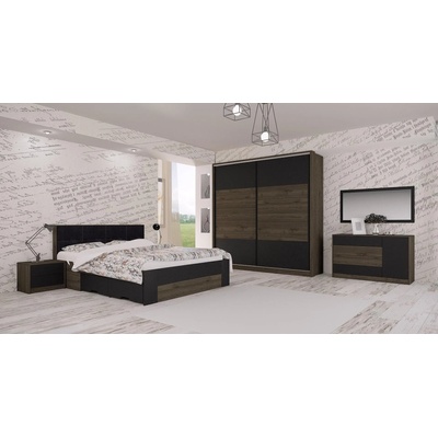 Спален комплект Edita с легло Loz 160 черен и орех адмирал
