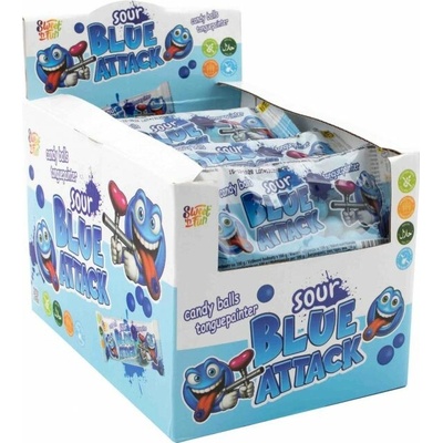 Sweetn Fun sour blue attack barvící žvýkací bonbóny s příchutí borůvka 35 g