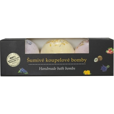 Vivaco Body Tip Šumivé prísady do kúpeľa Levanduľa, Nechtík, Ruža 3 x 45 g darčeková sada