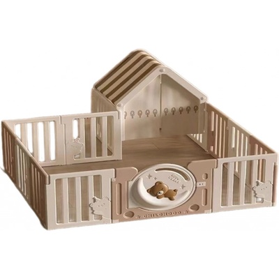 EMP Dětská ohrádka s plotem a domečkem medvídka 150 x 180 cm béžová – Zboží Mobilmania