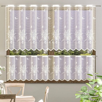 Forbyt žakárová vitrážová záclona VIOLA, levandule, bílá výška 50cm (v metráži)