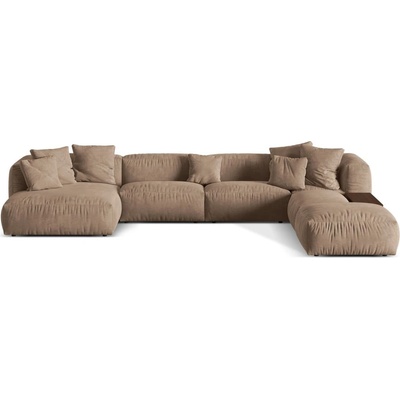 Micadoni Светлокафяв кадифен модулен ъглов диван (десен ъгъл/U форма) Martina - Micadoni (MIC_UR_120_F1_MARTINA2)