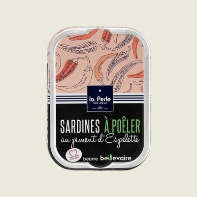 La Perle des Dieux Sardinky k tepelné úpravě s papričkou z Espelette, 115g