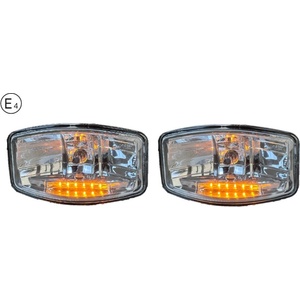  Комплект от 2 броя Халогени Фарове 12v-24v с крушка h7 + 6 ЖЪЛТИ led габаритни светлини За Камион Трактор Багер Земеделс