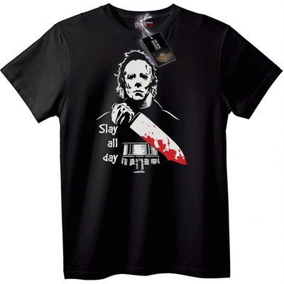 NOONEBRAND Тениска Halloween Убивай Цял Ден - 2XL, Black