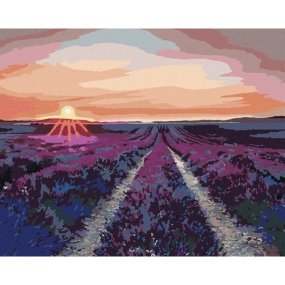 Zuty Malování Podle Čísel Levandulové Pole A Západ Slunce 80 x 100 cm Plátno Rám