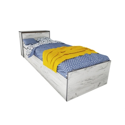 Bogdan Furniture I Легло Mod 5045 с ракла за матрак 90/200 см, Дъб крафт бял