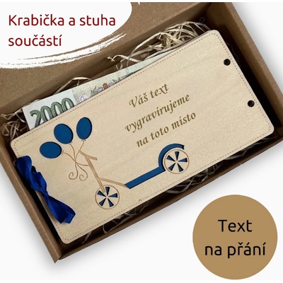 PanDatel Dřevěné pouzdro na peníze - KOLOBĚŽKA - Váš text