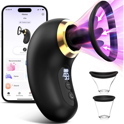 SuperLove Tongue Sucking, Licking & Vibrating Stimulator with App Black