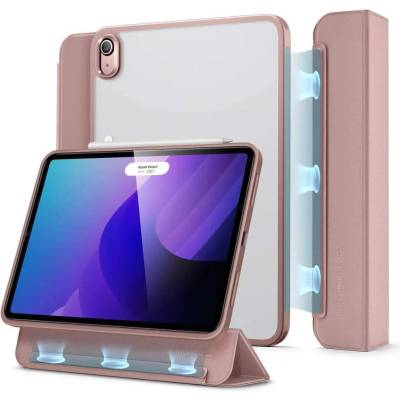 ESR Ascend Hybrid Case - полиуретанов калъф с отделящ се кейс и поставка за iPad 10 (2022) (розово злато)