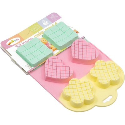 ФОРМА ЗА МЪФИНИ СИЛИКОН ФИГУРИ РОЗОВО/ЗЕЛЕНО/ЖЪЛТО 215 (19082/4)