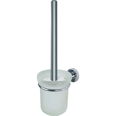Spirella WC nástěnná štětka ATLANTIC s bílou skleněnou nádobou chrom 10 06429