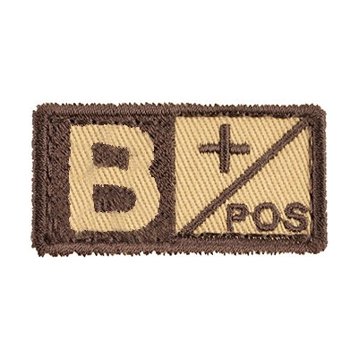 MILITARY RANGE Nášivka krvná skupina B POZ VELCRO KHAKI