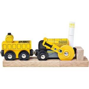 Bigjigs Rail Реплика на историческия локомотив Rocket + 2 релси (BJT459)