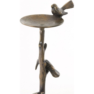 Bronzový antik kovový svícen s ptáčky Bird antique - 17*11*34 cm - Light & Living