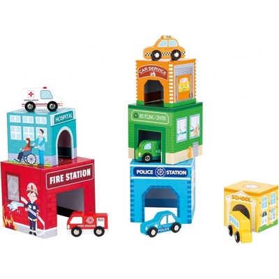 Lelin Toys Stohovací kostky s autíčky