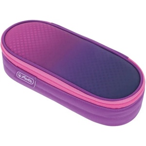 Herlitz Ученически несесер празен, твърд, 1 цип, овална форма, Dip Dye Pink/Purple - Herlitz