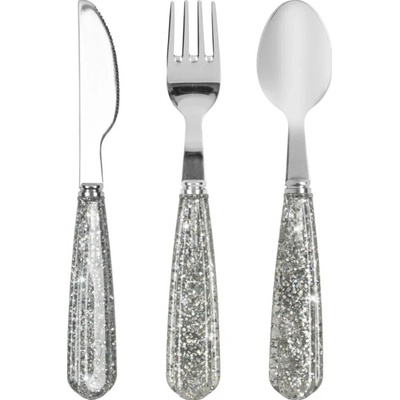 KONGES SLOJD Set příborů 3 ks GLITTER SPARKLING BLUE