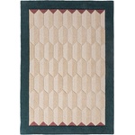 Flair Rugs Ръчно изработен вълнен килим в естествен цвят/тюркоазен 160x230 cm Apex Border Wool - Flair Rugs (503119382706)