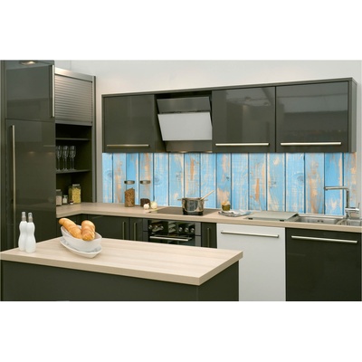 DIMEX ART Фототапет за кухня - стари сини летви 260 x 60 см