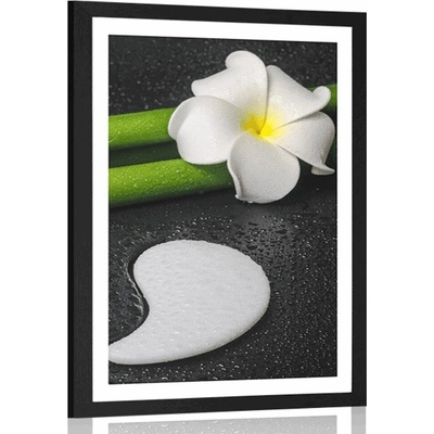 Plakát s paspartou Spa zátiší se symbolem Jin a Jang - 60x90 white