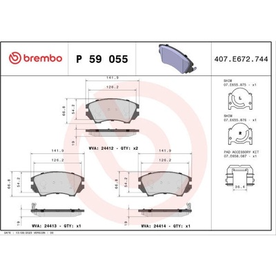 Sada brzdových destiček, kotoučová brzda BREMBO P 59 055