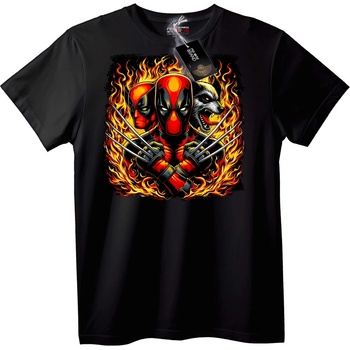 NOONEBRAND Тениска Deadpool & Wolverine с огън - L, Black