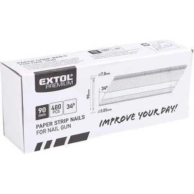 EXTOL PREMIUM hřebík nastřelovací, 480ks, 90mm, ?3,05mm, vroubkovaný