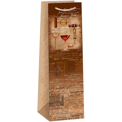 ARGUS Darčeková papierová taška NATUR na víno (11 x 36 cm) 07340131