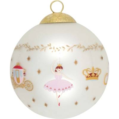 GREEN GATE Vánoční baňka Royal Christmas Ø 8 cm, bílá barva, sklo