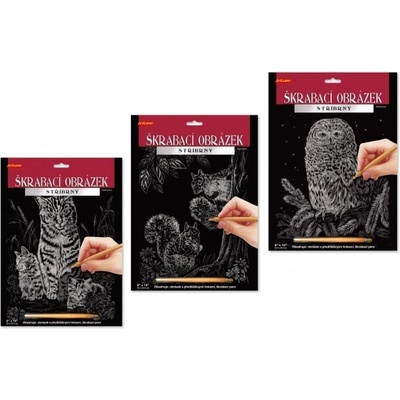 Škrabací obrázok strieborný A4 23x32cm 3 druhy