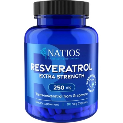 NATIOS Resveratrol, Extra Strength, 250 mg, 90 veganských kapslí