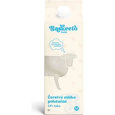 Baskeeto Čerstvé polotučné mléko 1,5% 1 l