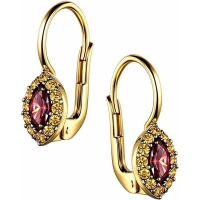 Zlaton Visací náušnice žluté zlato s červeným kamenem 1.9cm 3g 001102305246