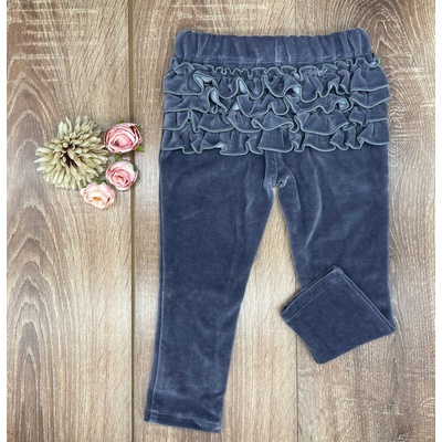 Baby Powder Handmade Velurové kalhoty s volánky na zadečku šedé šedá