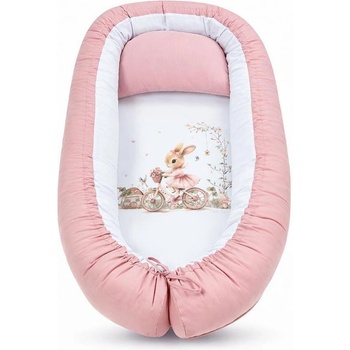 Bambino Casa Бебешко гнездо 3 в 1 Bambino Casa - Rose Rabbit on Bicycle, розово (3985)