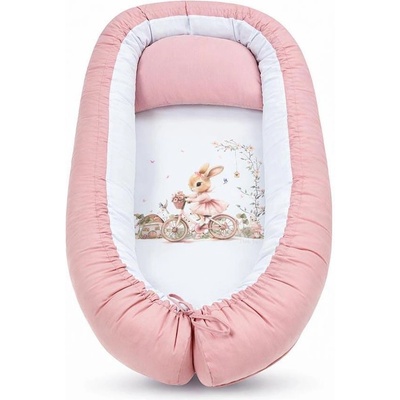 Bambino Casa Бебешко гнездо 3 в 1 Bambino Casa - Rose Rabbit on Bicycle, розово (3985)