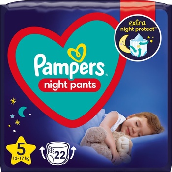 Pampers Night Pants Size 5 еднократни пелени гащички за нощ 12-17 kg 22 бр