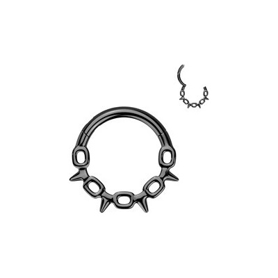Šperky4U Černý ocelový kruh - helix / cartilage / septum piercing - SG122-K