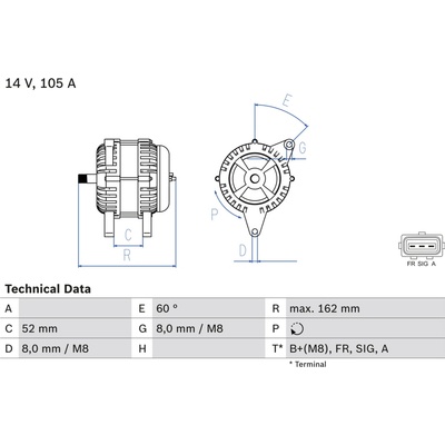 Alternátor BOSCH 0 986 081 090 (0986081090)