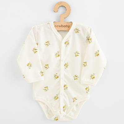 Dojčenské celorozopínacie body s dlhým rukávom z organickej bavlny New Baby Olivy